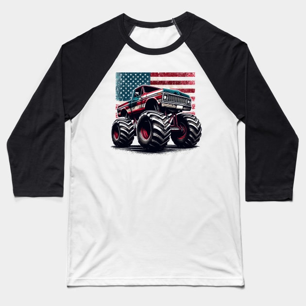 Monster Truck Baseball T-Shirt by Vehicles-Art